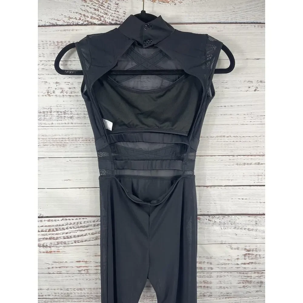 Weissman Leotard Women's XSA Black Mesh Long Sleeve Unitard Dancewear - Picture 4 of 7